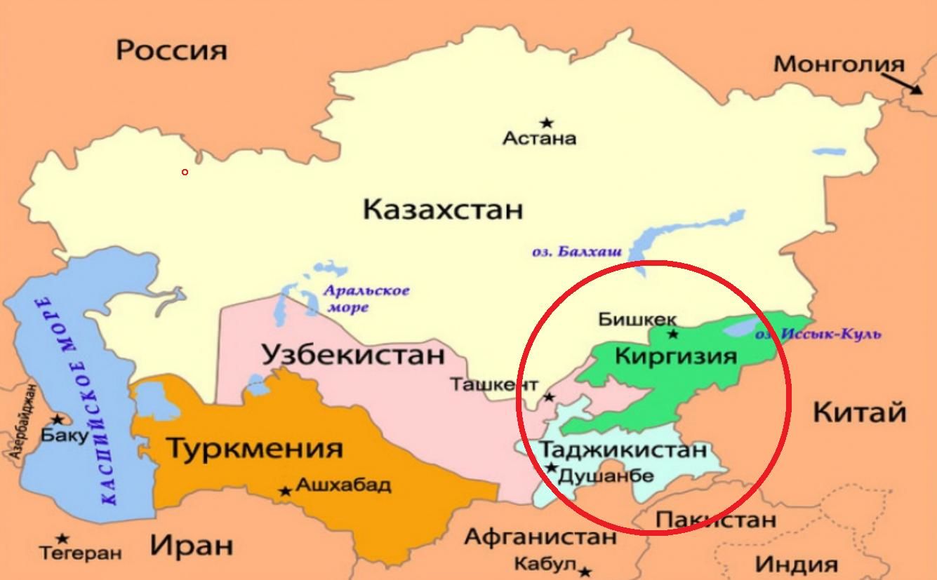 Карта Кыргызстана и Таджикистана